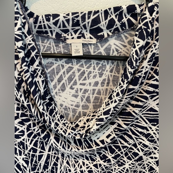 Halogen Women's Abstract Cowl Neck Tunic Tank Top Blue White Size Small - Picture 2 of 8